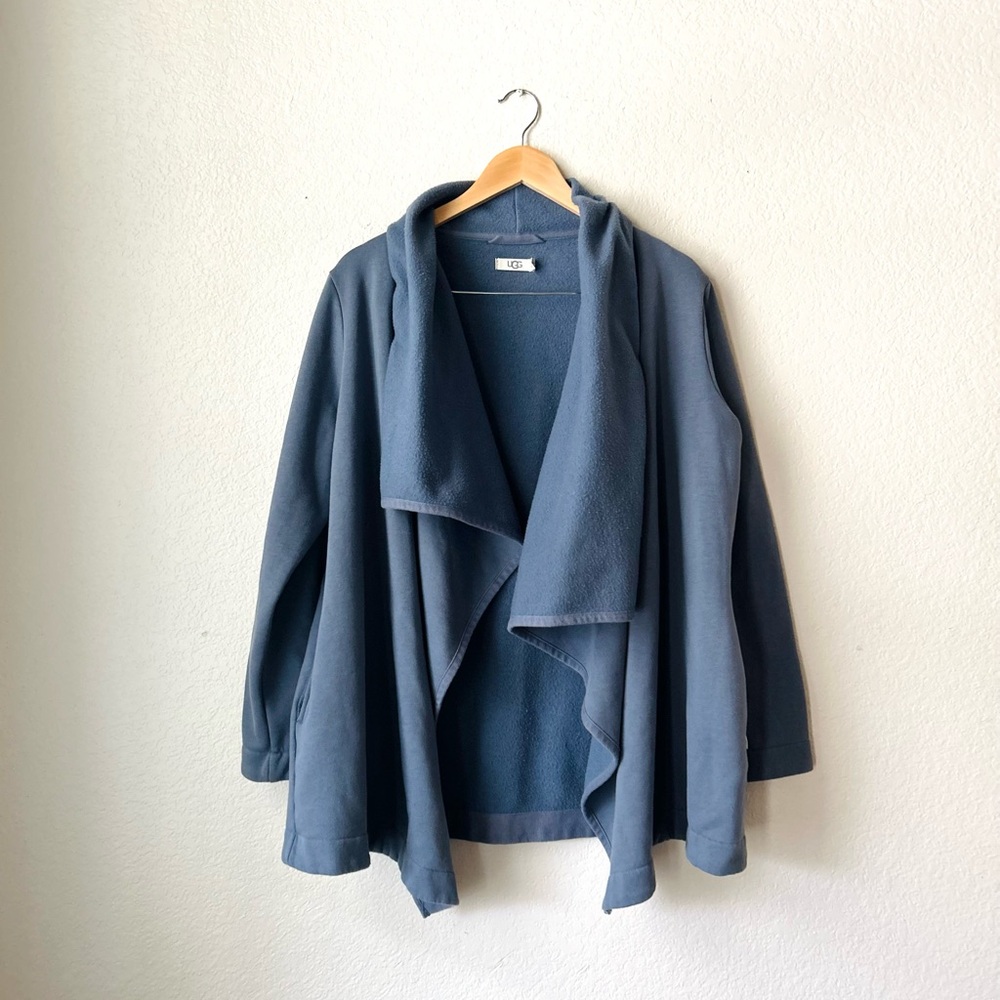 UGG Janni Fleece Blanket Cardigan Size XL Blue